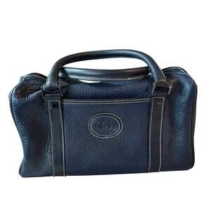 Vintage Gucci Mini Sukey Boston Bag Navy Blue Leather Double Handle Satchel